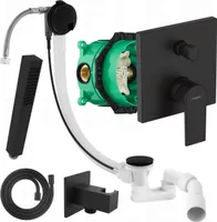 HANSGROHE VERNIS SHAPE| BOFLER | DEUSENFELD UP Badewannenarmatur Set für Wanne #51, Armatur, Ibox, Wannenablauf mit Befüllung, Brauseset, matt schwarz