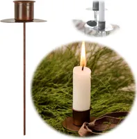 LS-LebenStil Metall Stabkerzenhalter Braun 15cm Spieß Kerzenständer Kerzenstecker Kerzenhalter Kerzenpicker Picker für Stabkerzen Adventskranz