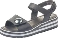 Rieker Damen Sandalen Plateau Klettverschluss V02S8, Größe:42 EU, Farbe:Schwarz
