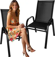 Gardlov Gartenstühle Stapelbar bis 150 kg - Klappstuhl 88 x 71 cm für Garten und Balkon - Widerstandsfähiger Stahlrahmen und PVC-Innenverkleidung - Lounge Sessel 25415, Menge:2 Stück