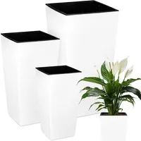 Prosperplast 3er-Set Blumentopf | Urbi Square | Weiß | 20 cm, 24 cm, 26.5 cm