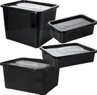 4X Plastový Kontejner Multibox S Víkem Černý 4,5 L, 10 L, 20 L, 30 L