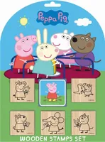 Súprava pečiatok Peppa Pig s 5 drevenými pečiatkami a atramentovou poduškou