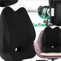Ergonomisches Lendenkissen aus Memory Foam - Orthopädisches Rückenkissen | Kissen für Sessel, Stuhl, Bürostuhl, Autositz | Schwarz Lendenstützkissen