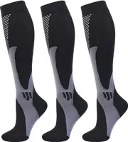 ALSTER HERZ® 3 Paare Kompressionsstrümpfe Einfarbig Schwarz L-XL, Kniestrümpfe für Sport, Laufen, Flug, Reise, Joggen, Radsport, A0140