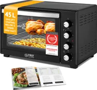 TZS First Austria Minibackofen 45L, Umluft, Premium-X Coating (Antihaftbeschichtung), Auftauen&Warmhalten, Rezeptheft, Backofen, Pizzaofen, Grill