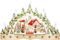 ToCi LED-Kerzenbogen Lichterbogen mit Schneeballschlacht-Motiv | Schwibbogen mit 5 LED-Kerzen zur Weihnachtsdekoration Fensterdeko Tischdeko | Weihnachtsbeleuchtung Innen
