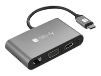 Techly USB-C to HDMI/VGA/USB3/RJ45 Multiport Adapter