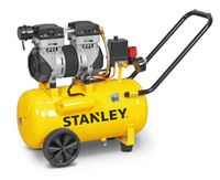 Stanley Compressor 230V SXCMS1324HE - Vzduchový kompresor 8Bar - 24L - 59dB - Vzduchové čerpadlo s nízkou hlučností - Bez oleje - 150L/min - S rukojetí a kolečky - Žlutý