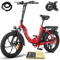 E-bike klapprad Pannensichere Reifen 20 Zoll Rostfreie Aluminiumlegierung Wasserdicht IPX5 bis zu 100 - 130 km Citybike 7 Gang, Rot