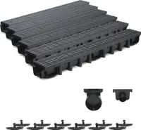 6m Entwässerungsrinne für modulares System A15 98mm, komplett Stegrost Kunststoff, Schwarz Line