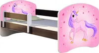 ACMA Jugendbett Kinderbett Junior-Bett Komplett-Set mit Matratze Lattenrost und Rausfallschutz Wenge 17 Pony 180x80