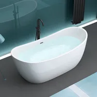Mai & Mai freistehende Acryl-Badewanne Oval Standbadewanne Weiß inkl. Push-Open Ablaufgarnitur Breite 170cm V502OA