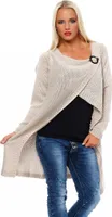 30-06 Mississhop Cardigan Jacke Strick Sweatshirt Pullover Strickjacke Überwurf Einheitsgröße Beige