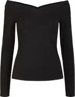 Pieces Maliva Off Shoulder Langarm-t-shirt Mit V-ausschnitt Schwarz XS Frau Schwarz XS
