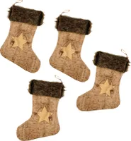 Santa bota k vyplnění korkového vzhledu - sada 4 kusů - vánoční ponožka Santa punčocha