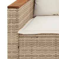 vidaXL Gartensofa mit Kissen 3-Sitzer Beige Poly Rattan