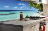 Küchenrückwand Folie selbstklebend STRAND IM PARADIES 180 x 60 cm - Klebefolie - Dekofolie - Spritzschutz für Küche -