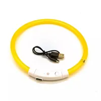 LED světelný obojek USB obvod 20-65 cm žlutý