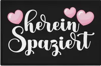 Trendation - Hereinspaziert Fußmatte mit Spruch Herzen Geschenk Herein Spaziert Außen Innenbereich 60x40 cm