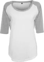 Build Your Brand - Ladies 3/4 Contrast Raglan Tee - White - L