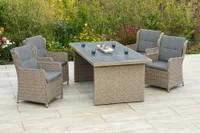 Merxx Gartenmöbelset "Ostiano" 5tlg. - Aluminiumgestell mit Kunststoffgeflecht steinbeige, inkl. Auflagen - 50407-277