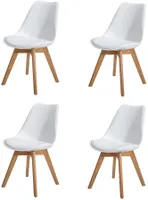 H.J WeDoo 4er Set Esszimmerstühle mit Massivholz Eiche Bein, Küchenstühle-Weiß