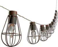 Dehner Solar Lichterkette Retro, mit 10 LED-Glühbirnen, warmweiß, Länge 330 cm, Metall, schwarz / braun