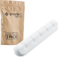 smartect Kabelhalter selbstklebend 5-Slot zum befestigen von USB-, Strom- und Ladekabeln, Weiß, 3 Stück