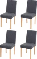 sada 4 jídelních židlí Kuchyňská židle Littau  Textil, antracitově šedá, světlé nohy