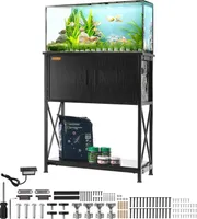 Stojak na akwarium VEVOR, stojak na akwarium o pojemności 20 galonów, stojak na akwarium dla żółwia o wymiarach 65 x 42 x 81 cm, wykonany ze stali i płyty MDF, udźwig 76 kg, stojak na akwarium dla gadów z szafką do przechowywania i wbudowanym zasilaczem