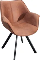 Design Stuhl THE DUTCH RETRO antik braun Metall Esszimmer Sessel Polsterstuhl Bürosessel mit Armlehne
