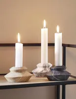 3x Kerzenhalter in Marmor Optik, schwere Qualität, Ø 8 cm, Stabkerzenhalter, Kerzenständer für Tafelkerzen