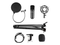 Sandberg Streamer USB Microphone Kit - Mikrofon (mikrofon studyjny, -27 dB, 30-16000 Hz, 24 bit, 96 kHz, jednokierunkowy), czarny