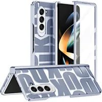 Pouzdro pro Samsung Galaxy Z Fold 5, galvanizované průhledné pouzdro s ochranou displeje a pantu modré