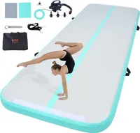 VEVOR Gymnastická nafukovací žíněnka Nafukovací gymnastická nafukovací žíněnka, akrobatická dráha s elektrickou pumpou, 300 x 101 x 10 cm Tréninkové žíněnky pro domácí použití/tělocvičnu/jógu/cheerleading Zelená