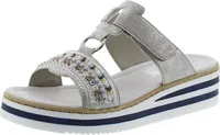 Rieker V02M6 Damen Clogs Plateau Pantoletten Keilabsatz, Größe:43 EU, Farbe:Grau