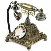 Festnetztelefon Retro Holz Antik Telefon Wählscheiben Anrufer-ID Schnurgebundene 