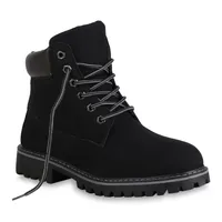 Mytrendshoe Damen Stiefeletten Warm Gefütterte Worker Boots Outdoor Schuhe 820345, Farbe: Schwarz, Größe: 37