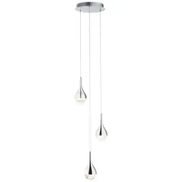 BRILLIANT Pendelleuchte Frizzante | elegante Hängeleuchte | 3-flammig | Metall/Glas | chrom | höhenverstellbar | dimmbar | 16 W