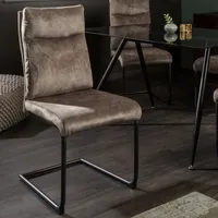 riess-ambiente Moderner Freischwinger Stuhl COMFORT antik taupe mit Komfortgriff Esszimmerstuhl Essstuhl
