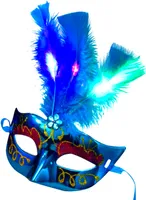 LED Maskerade VENEZIA mit Federn/venezianische Maske mit leuchtend u. blinkend Federn - Party Fasching Karneval Junggesellinnen Abschied Geburtstag Hochzeit