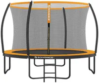 SONGMICS trampolína Ø 366 cm s žebříkem + síť + tyče + kryt bezpečné fitness zařízení kulatá zahradní trampolína černá