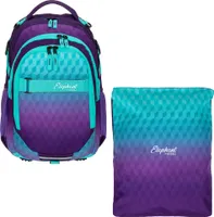 Rucksack 2 Teile Set Elephant Hero Signature Mappe Schulranzen Schulrucksack mit Turnbeutel Mädchen 12868 Violet Cube (Lila-Türkis) rt