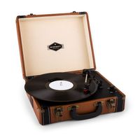 Auna Jerry Lee - retro gramofón, stereo, USB, remeňový pohon, 3 rýchlosti, hnedá