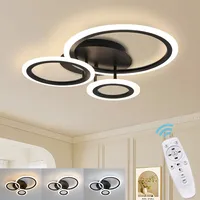 Deckenleuchte Led Deckenlampe Schwarz Modern Flurlampe Dimmbar Geometrie Design Decke Lampe Mit Fernbedienung Für Flur Schlafzimmer Küche Wohnzimmer