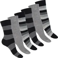 Footstar Damen Ringel Socken (6 Paar) - Grau 35-38