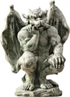 Schöner Gargoyle aus Steinguss perfekt für den Garten die Terrasse oder den Vorgarten ist Frostfest Witterungsbeständig und Neu 60cm H, PO-2067