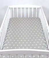 BabyLux Spannbettlaken 60x120 cm – Baumwolle, weich & atmungsaktiv – Spannbetttuch für Babybett & Kinderbett 91. Sterne Grau