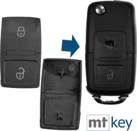 Auto Schlüssel Tasten Set 2X Tastenfeld 2 Tasten Klappschlüssel kompatibel mit VW Golf Bora Sharan T5 Skoda Fabia Octavia